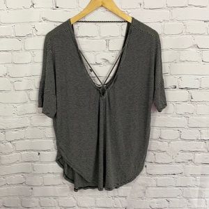 Lush Striped Open Back Tunic Top